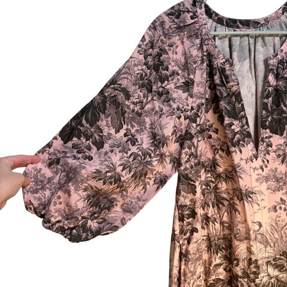 Tuckernuck Pink Black Pressed Powder Toile Lyles Dress Maxi Cottagecore Prarie - Picture 7 of 16